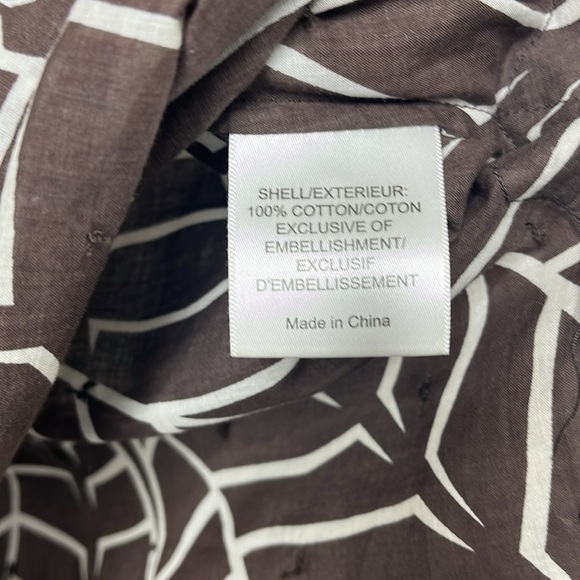 Tory Burch Brown White Sheer Sequin Split Neck Tunic Womens Size 6 BLEMISH - Picture 3 of 8